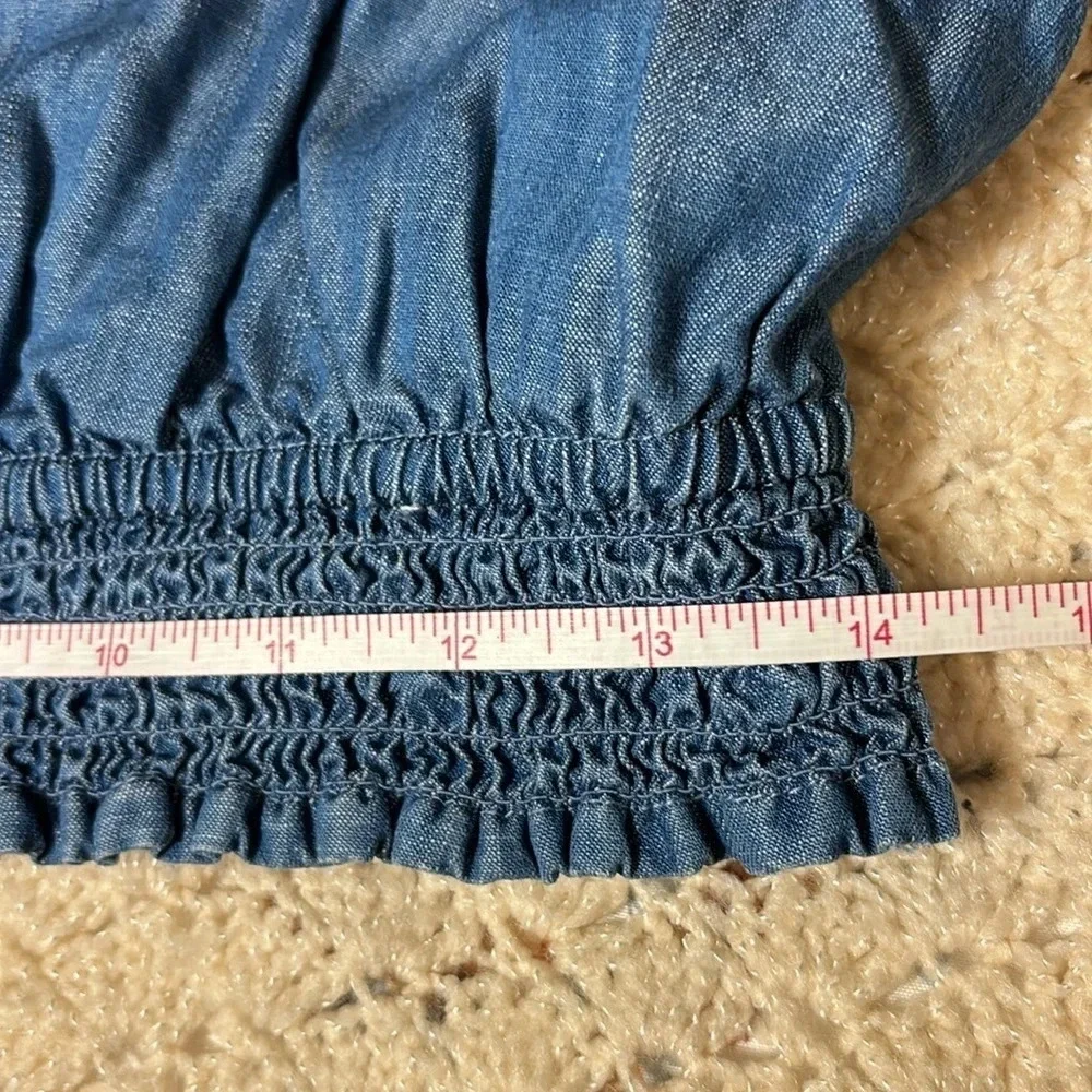 Harper Heritage Boutique Denim Ruffle Cap Sleeve Top size large - Picture 5 of 7